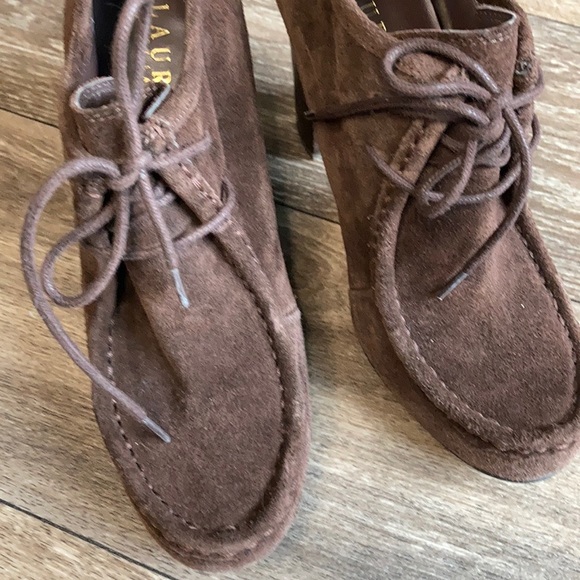 Lauren Ralph Lauren Brown Chunky Heel Bootie Sz 7 - Picture 6 of 10